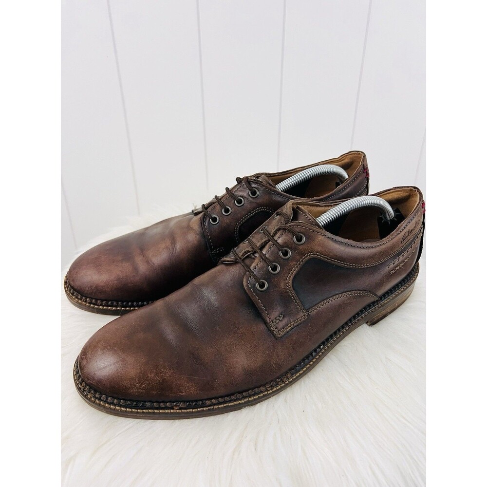 Clarks 1825 Unstructured Brown Leather Derby Oxford Dress Shoes Size 12 M